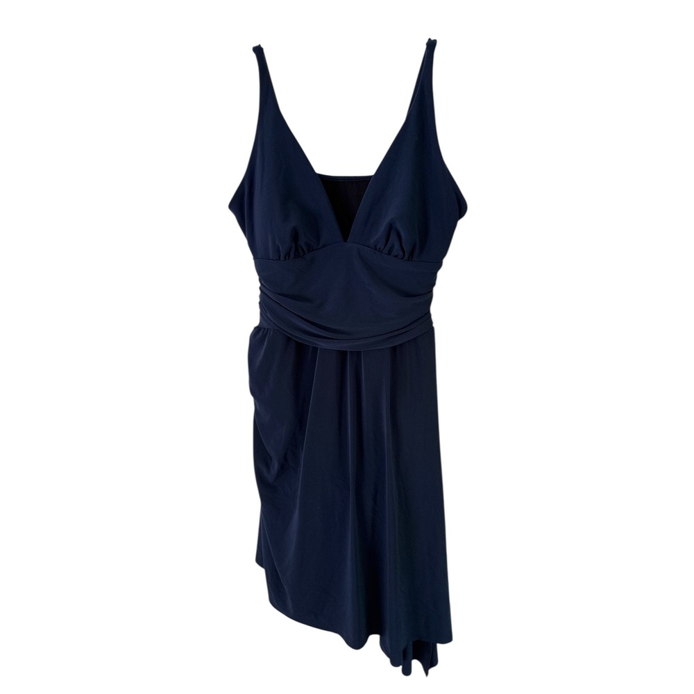 MagicSuit Dress Swim‎ Cover Up Ruched V Neck Black Lined Size 10